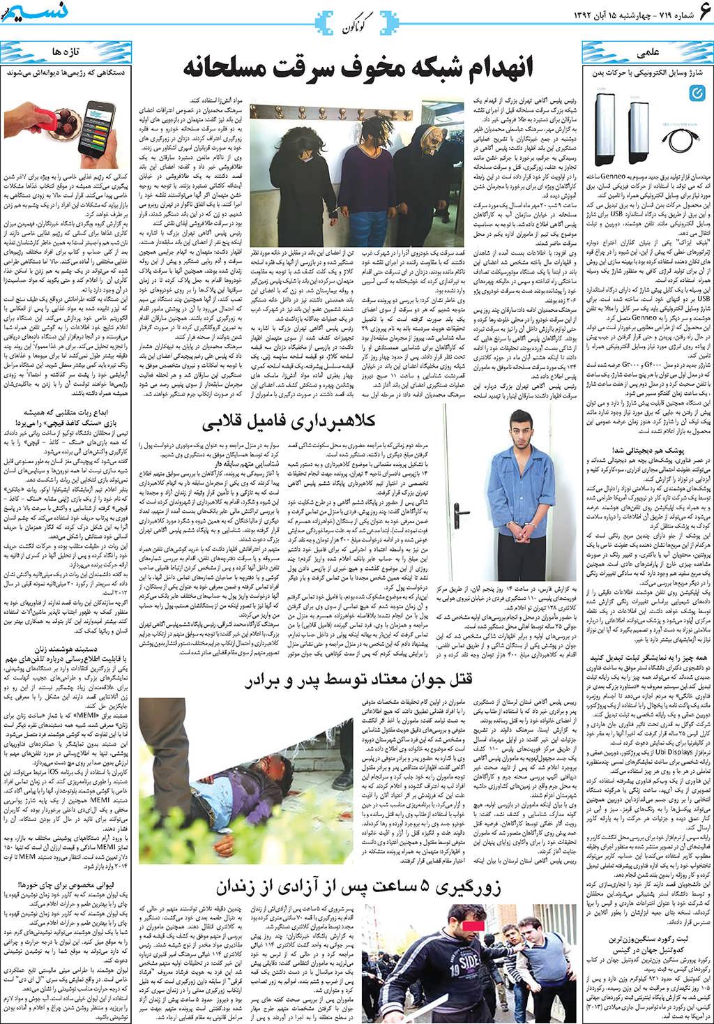 صفحه گوناگون روزنامه نسیم شماره 719